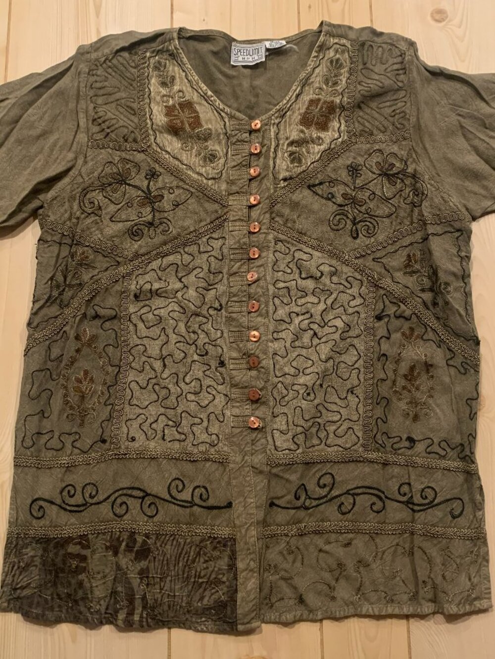 Vintage Y2K Speed Limit MPH Retro Bohemian Hippie Tunic Blouse Women's 18/20